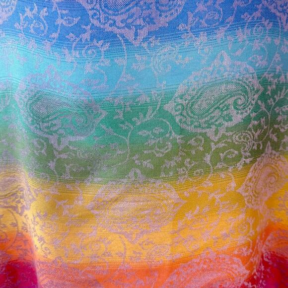 Gypsie Blu Pashmina Viscose Rainbow Paisley Ombre Fringed Scarf Shawl Wrap New - Picture 5 of 7